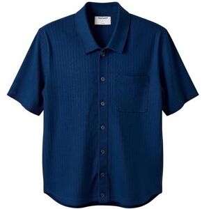 NWT Old Navy Men's Navy Blue Short Sleeve Button Down Camp Shirt Size L